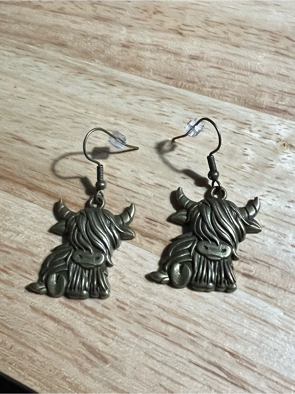 Bronze color Highland Cow Dangle Earrings - E215